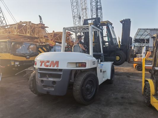 10 т 3 м погрузчик Использованный погрузчик TCM FD100 с дизельным двигателем и обычной длиной вилки
